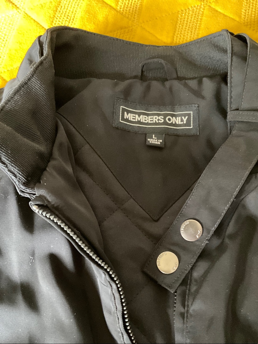Members Only Black Bomber Jacket with Zip Front - Picture 4 of 8
